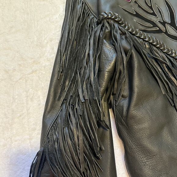 Highway One Leather Fringe Jacket M Retro Western Festival Biker - Picture 15 of 16